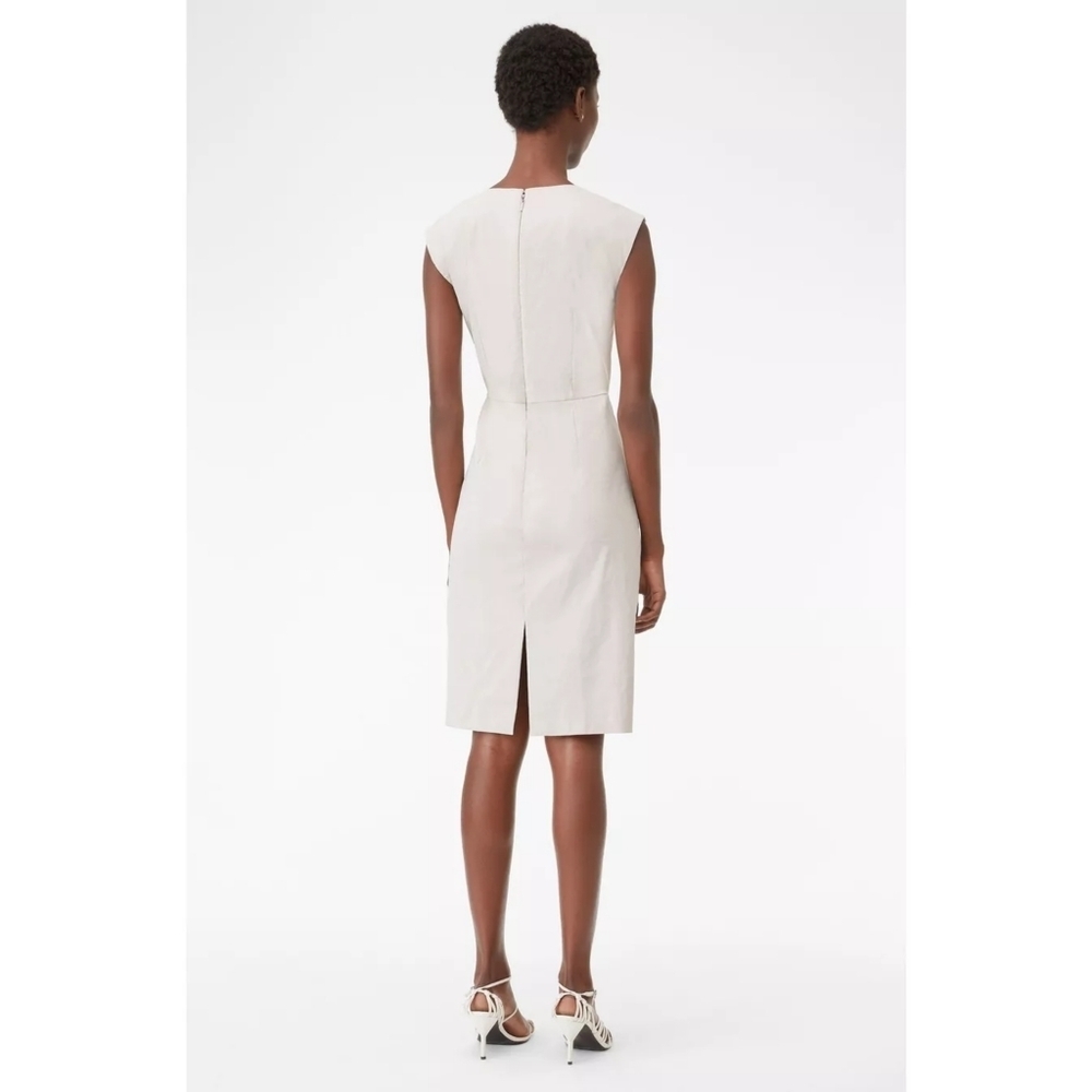 Rebecca Taylor Cream Ruched Ruffle Sheath Dress - Picture 4 of 14
